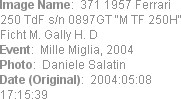 Image Name:  371 1957 Ferrari 250 TdF s/n 0897GT "M TF 250H" Ficht M. Gally H. D
Event:  Mille Mi...