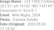 Image Name:  224 1950 Cisitalia 202 SC s/n 161SC �MO 145140� Desenzani G. Scio E. I
Event:  Mille...