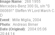 Image Name:  268 1955 Mercedes-Benz 300 SL s/n "S 060691" Steffen W Lord March C. D
Event:  Mille...