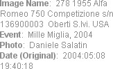 Image Name:  278 1955 Alfa Romeo 750 Competizione s/n 136900003  Oberti S.Ivi. USA
Event:  Mille ...