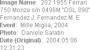 Image Name:  202 1955 Ferrari 750 Monza s/n 0496M "DSL 890" Fernandez J. Fernandez M. E
Event:  M...