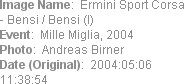 Image Name:  Ermini Sport Corsa - Bensi / Bensi (I)
Event:  Mille Miglia, 2004
Photo:  Andreas Bi...