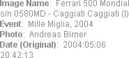 Image Name:  Ferrari 500 Mondial s/n 0580MD - Caggiati Caggiati (I) 
Event:  Mille Miglia, 2004
P...