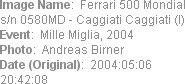 Image Name:  Ferrari 500 Mondial s/n 0580MD - Caggiati Caggiati (I) 
Event:  Mille Miglia, 2004
P...