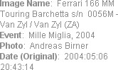 Image Name:  Ferrari 166 MM Touring Barchetta s/n  0056M - Van Zyl / Van Zyl (ZA) 
Event:  Mille ...