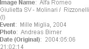 Image Name:  Alfa Romeo Giulietta SV - Molinari /  Rizzonelli (I) 
Event:  Mille Miglia, 2004
Pho...