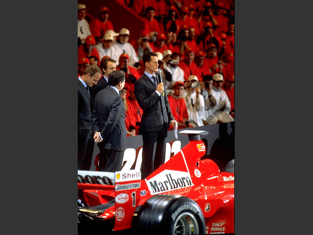 Michael Schumacher holding his speech in Italian