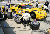The #3 Corvette Racing entry gets serviced