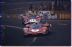 Le Mans 24 h 1970: Both these cars, the works-512S s/n 1026 (no. 7) of Bell/ Peterson and the Scuderia Filipinetti-512S s/n 1008 (no. 14) of Bonnier/ Wissell, didn’t finished the race.