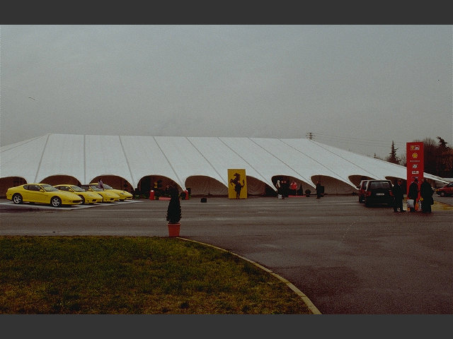 The tent on the Fiorano track in which the launch of the F2001 took place