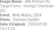 Image Name:  Alfa Romeo RL Targa Florio - Georgi / Obereder (D) 
Event:  Mille Miglia, 2004
Photo...