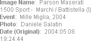 Image Name:  Parson Maserati 1500 Sport -  Marchi / Battistella (I) 
Event:  Mille Miglia, 2004
P...