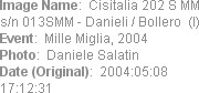 Image Name:  Cisitalia 202 S MM s/n 013SMM - Danieli / Bollero  (I) 
Event:  Mille Miglia, 2004
P...