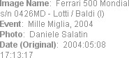 Image Name:  Ferrari 500 Mondial s/n 0426MD - Lotti / Baldi (I) 
Event:  Mille Miglia, 2004
Photo...