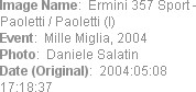 Image Name:  Ermini 357 Sport - Paoletti / Paoletti (I)
Event:  Mille Miglia, 2004
Photo:  Daniel...