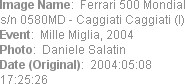 Image Name:  Ferrari 500 Mondial s/n 0580MD - Caggiati Caggiati (I)  
Event:  Mille Miglia, 2004
...