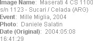Image Name:  Maserati 4 CS 1100  s/n 1123 - Sucari / Celada (ARG) 
Event:  Mille Miglia, 2004
Pho...