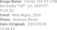 Image Name:  Ferrari 250 GT LWB Berlinetta "TdF"  s/n  0897GT- Ficht (D) 
Event:  Mille Miglia, 2...