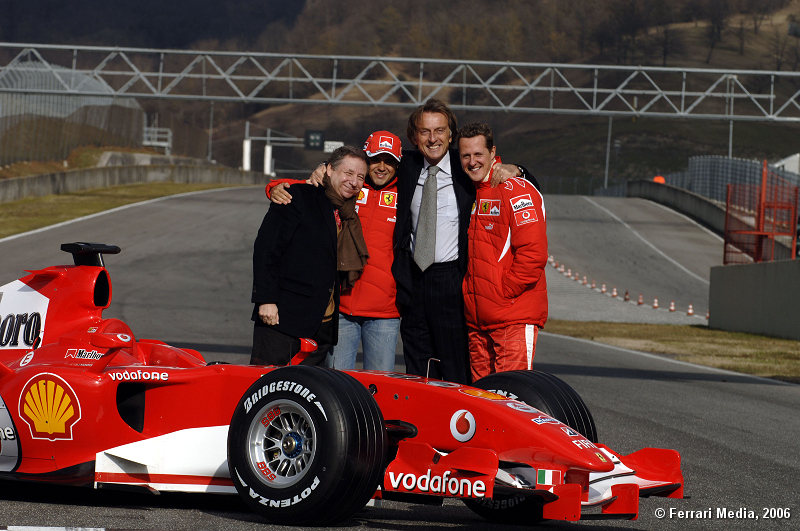 Jean Todt, Felipe Massa, Luca di Montezemolo and Michael Schumacher