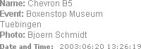 Name: Chevron B5
Event: Boxenstop Museum Tuebingen
Photo: Bjoern Schmidt
Date and Time:  2003:06:...