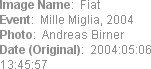 Image Name:  Fiat
Event:  Mille Miglia, 2004
Photo:  Andreas Birner
Date (Original):  2004:05:06 ...