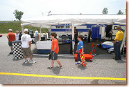 Some young race fans check out Dyson Racing's paddock area during the lunch break at Tuesday's American Le Mans Series test session at Road Atlanta. Testing will continue Wednesday and is open to the public at no charge.
