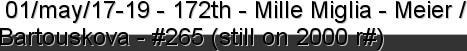  01/may/17-19 - 172th - Mille Miglia - Meier /  Bartouskova - #265 (still on 2000 r#)