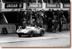 Ferrari 250 Testa Rossa s/n 0728TR, driven to victory, just leaving the pits after the last driver change which puts Phil Hill at the wheel