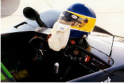 Michele Alboreto's helmet resting on his #77 R8R with which he would qualify 12th later that day.