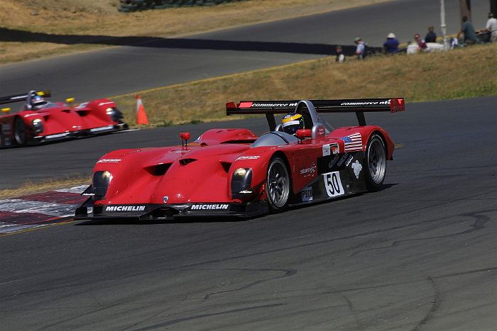 The Panoz team has returned to using the 2000 LMP01 cars for Sears Point - David Brabham leads Franck Lagorce