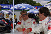 Cafe society at Le Mans..........Johnny Herbert and Didier Theys