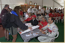 Frank Biela, Rinalodo Capello, Michele Alboreto and Emanuele in the autograph session,  who holds the cards record ?