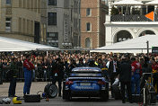 Audi race taxi on Hamburg&acute;s city hall market square