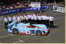 Arena Motorsport and Johansson racing with the Gulf Audi R8 with drivers Tom  Coronel and Patrick Lamarie.