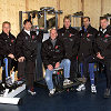 Dr Wolfgang Ullrich, Head of Audi Sport (center, sitting) together with the Audi works drivers (from left) Christian Pescatori, Johnny Herbert, Rinaldo Capello, Frank Biela, Emanuele Pirro and Tom Kristensen