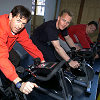 Rinaldo Capello, Johnny Herbert and Christian Pescatori (from left) peddle together towards success: The three Audi works drivers share the cockpit of the Infineon Audi R8 in Le Mans