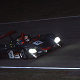 Kristensen is in the lead and charging hard through the darkness