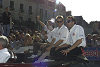 Team Johansson Motorsports during the drivers parade: Patrick Lemarie, Stefan Johansson and Tom Coronel (from left)