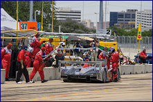 The Audi R8 in the pits