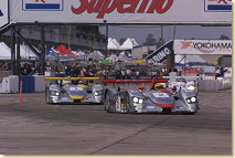 Frank Biela (#2) leads Rinaldo Capello (#1)