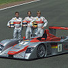 The driver team of the Infineon Audi R8 #1: Tom Kristensen, Emanuele Pirro, Frank Biela (from left)