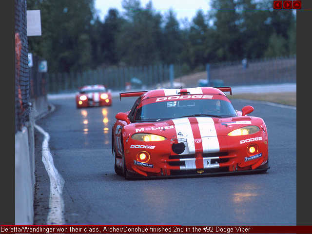 Beretta/Wendlinger won their class, Archer/Donohue finished 2nd in the #92 Dodge Viper