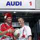 Football at the racetrack. Danmark vs. England. Tom Kristensen vs. Johnny Herbert.