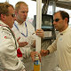 Frank Biela, race engineer Hans Sauter, Emanuele Pirro (from left)